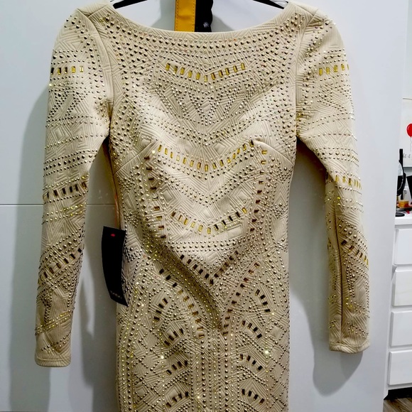 Host pick⭐️BEBE👗 open to offers✨Super gorgeous beige dress from Bebe with tags! - Picture 1 of 3
